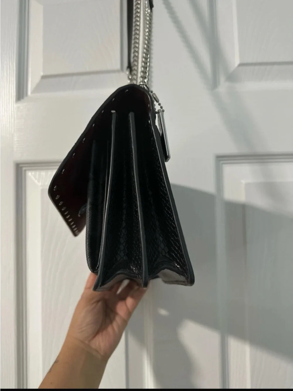 Coach Black Chain-Strap Shoulder Bag with Silver Hardware